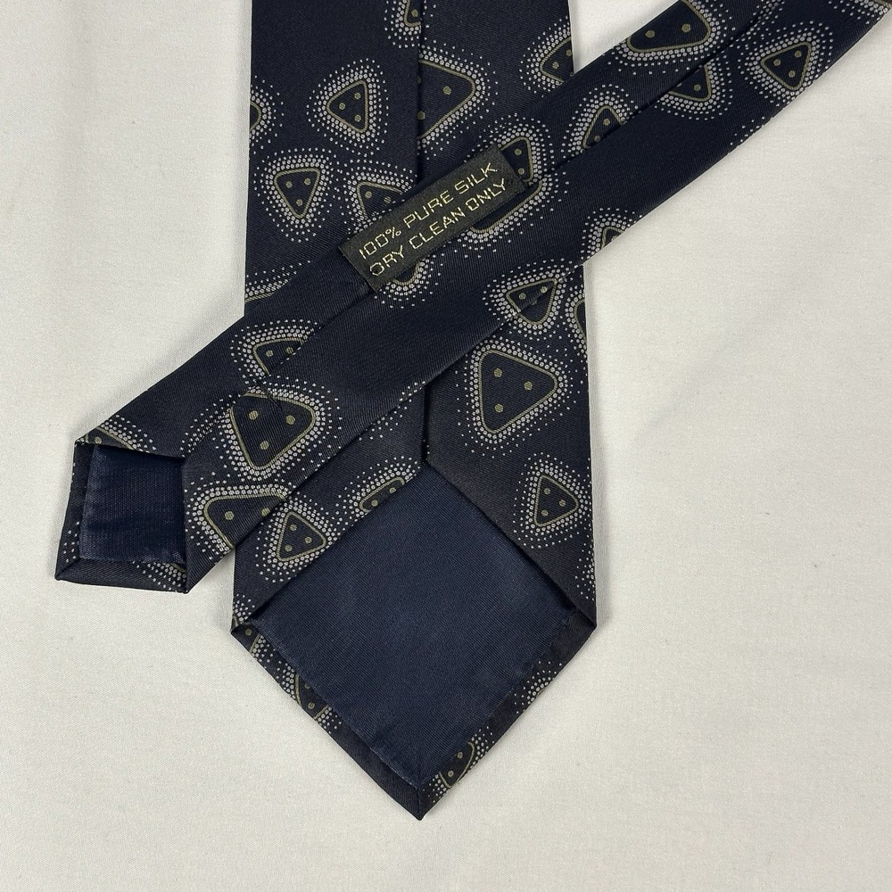 Giorgio Armani Cravatte Silk Tie Black Silver Geometric Made In Italy 3.5" W - Picture 7 of 9